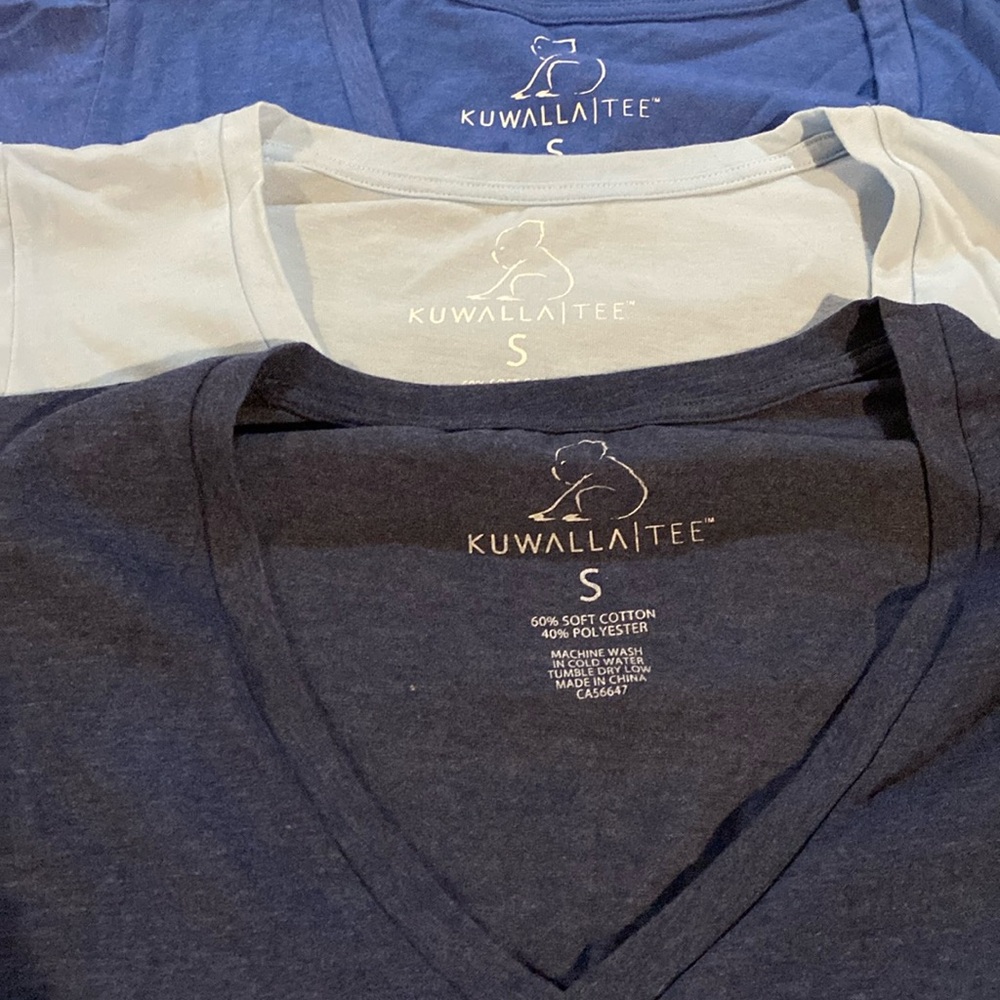 Three Kuwalla Tee women’s v-neck t-shirts navy/dark blue/light blue size small